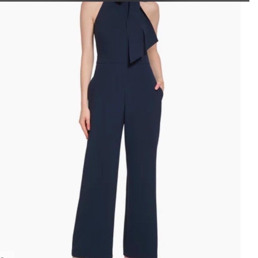 Vince Camuto Navy Halter Neck Tie Front Wide Leg Jumpsuit Size 12 NWT